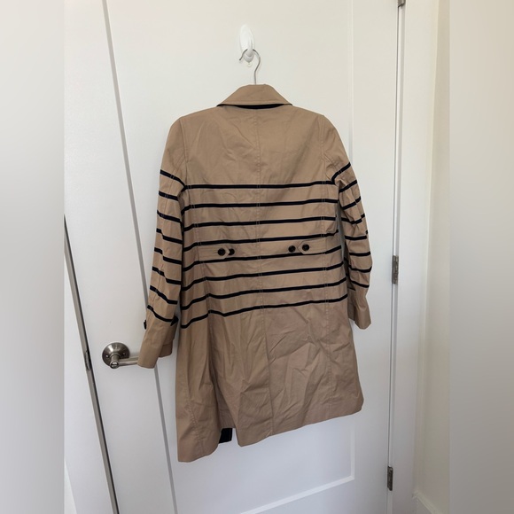 J. Crew Tan and Navy Striped Trench Coat - Picture 2 of 5